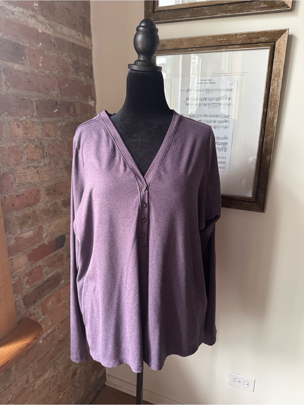 Athleta Uptempo Ribbed Henley Top in Regal Plum